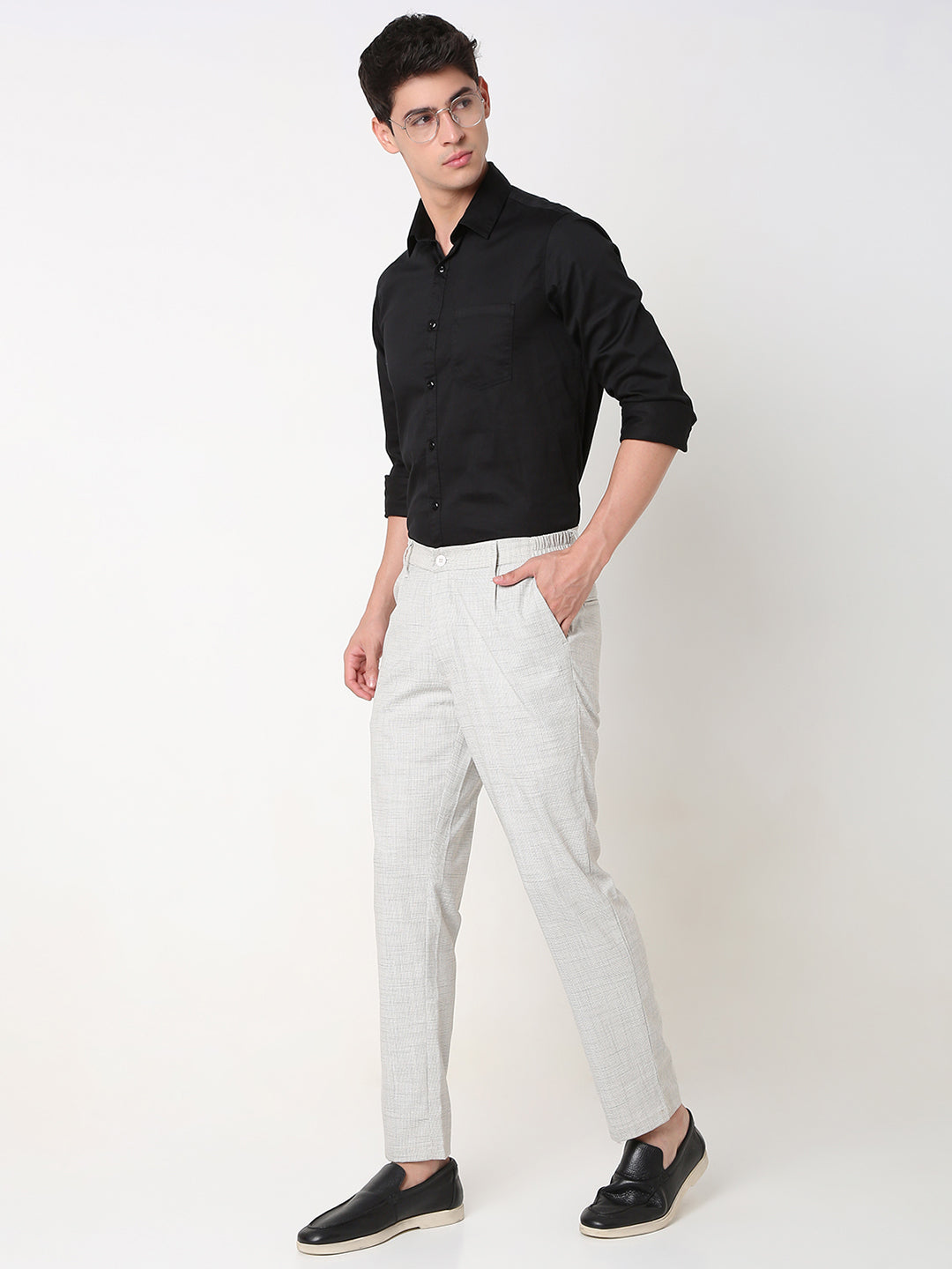 Spykar Grey Slim Fit Polyester Trouser For Men