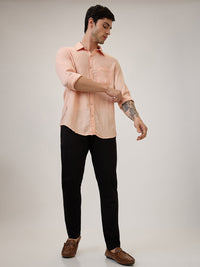 Spykar Slim Fit Mid Rise Black Casual Trouser For Men