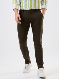 Men Cargo Slim Fit Green Mid Rise