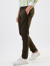 Men Cargo Slim Fit Green Mid Rise