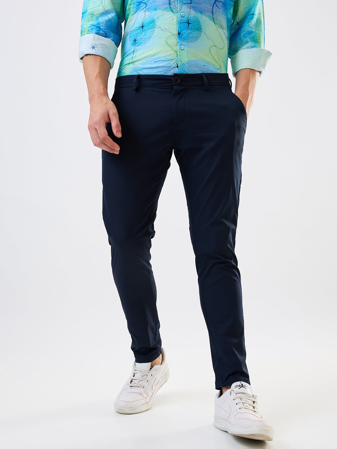 Spykar Blue Slim Fit Mid Rise Cargo For Men