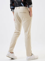 Men Cargo Slim Fit Beige Mid Rise