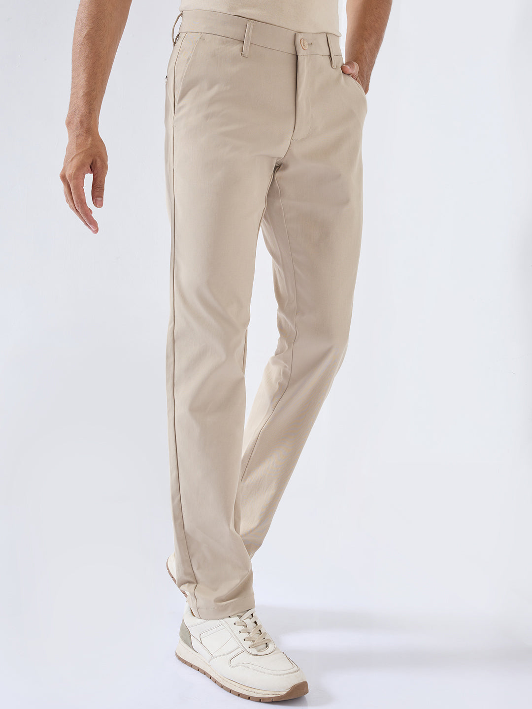 Men New Rico Trouser Regular Fit Khaki Mid Rise