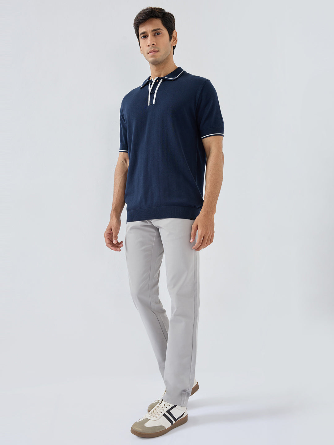 Men New Rico Trouser Regular Fit Light Grey Mid Rise