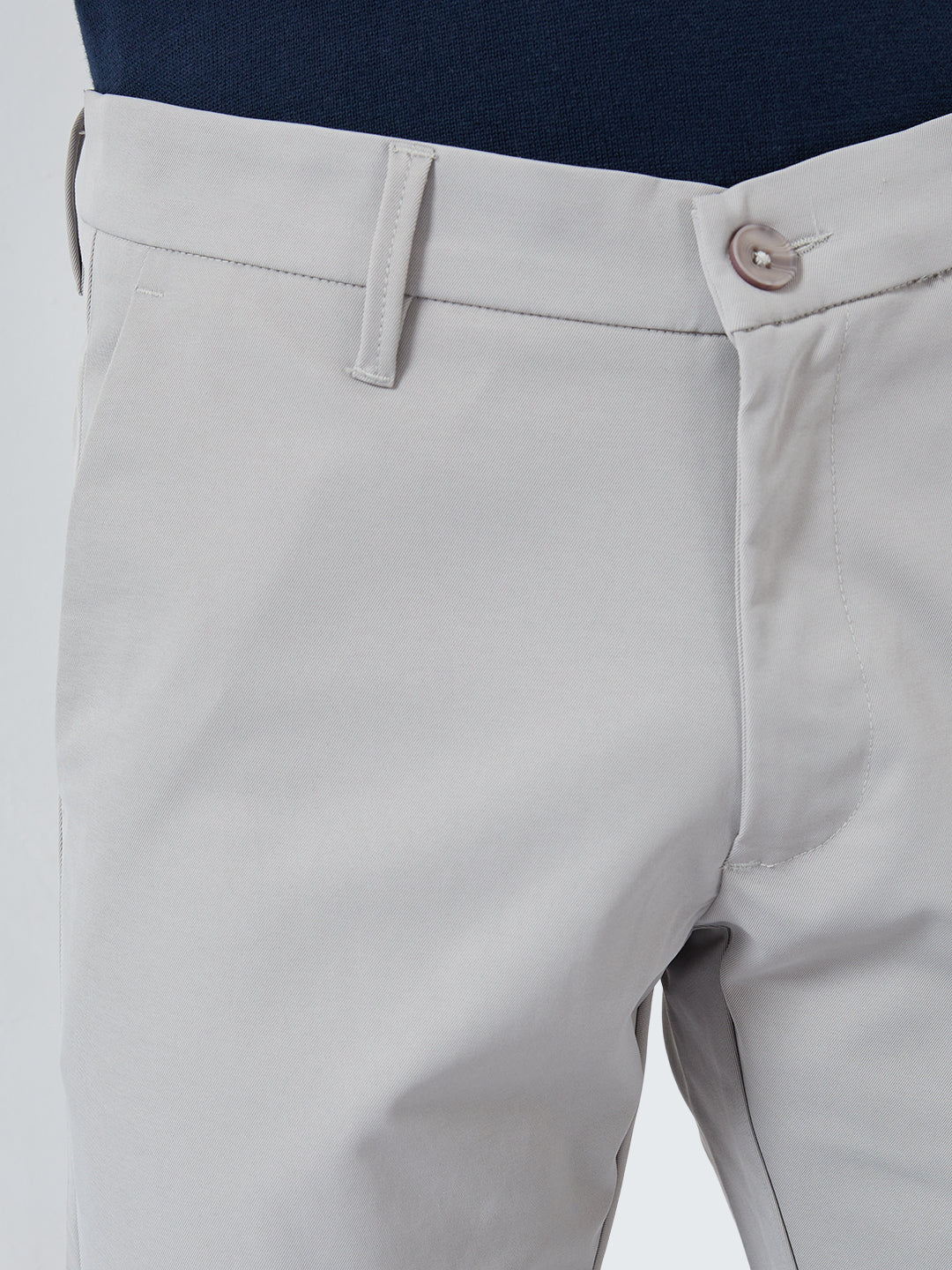 Men New Rico Trouser Regular Fit Light Grey Mid Rise