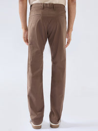 Men Trouser Regular Fit Brown Mid Rise