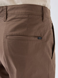 Men Trouser Regular Fit Brown Mid Rise