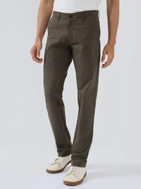 Men Trouser Regular Fit Olive Mid Rise