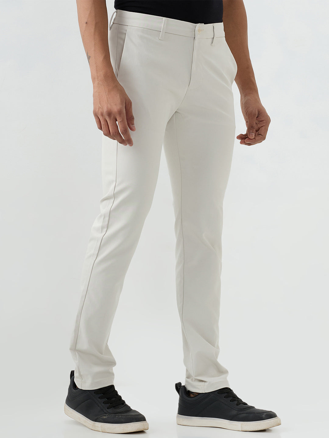 Men Trouser Beige Mid Rise