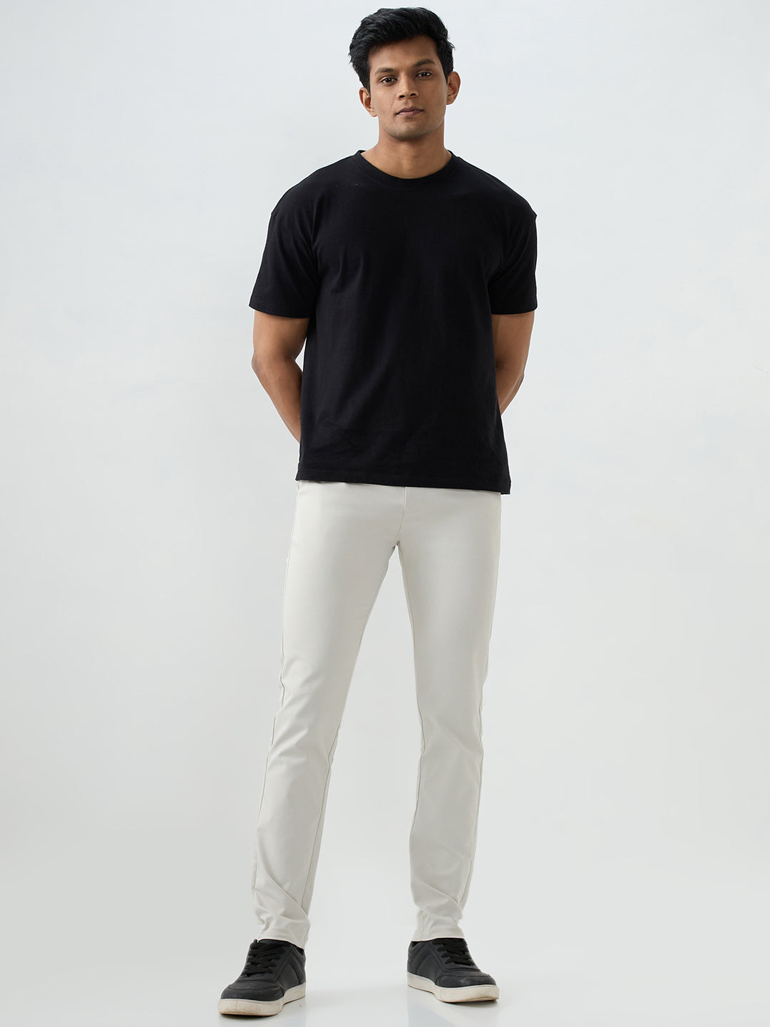 Men Trouser Beige Mid Rise