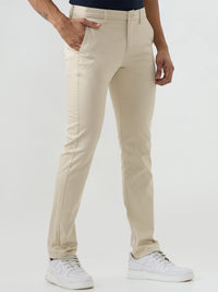 Men Trouser Beige Mid Rise