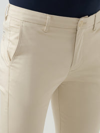 Men Trouser Beige Mid Rise