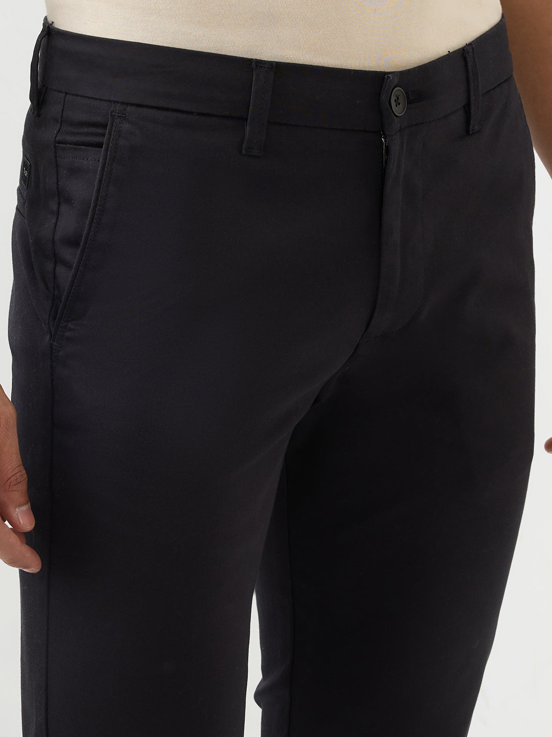 Men Trouser Black Mid Rise