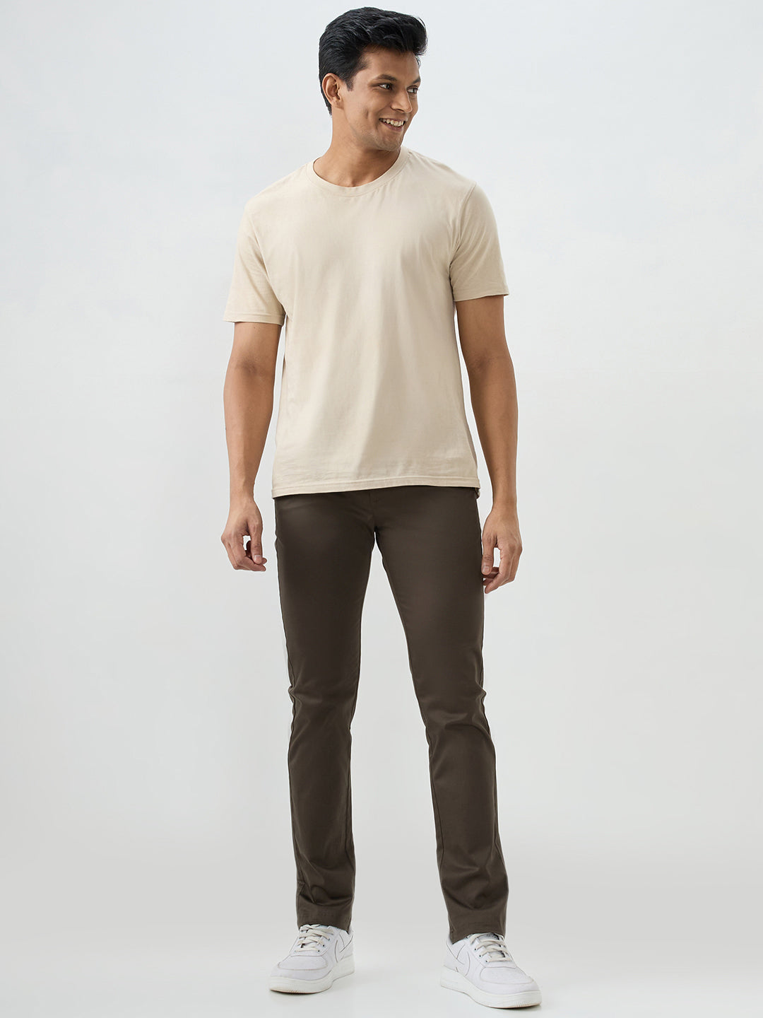 Men Trouser Green Mid Rise