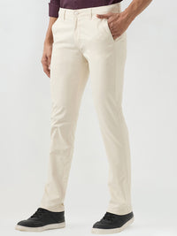 Men Trouser Beige Mid Rise