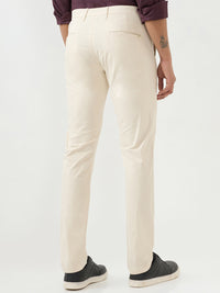 Men Trouser Beige Mid Rise