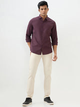Men Trouser Beige Mid Rise
