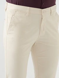 Men Trouser Beige Mid Rise