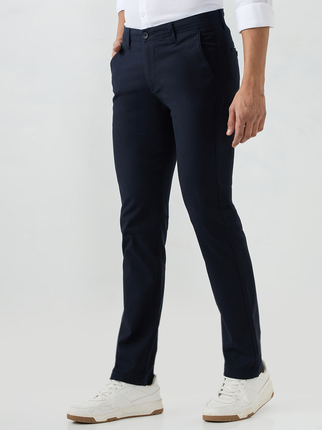 Men Trouser Dark Navy Mid Rise