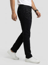 Men Trouser Regular Fit Jet Black Mid Rise