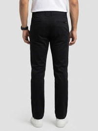 Men Trouser Regular Fit Jet Black Mid Rise