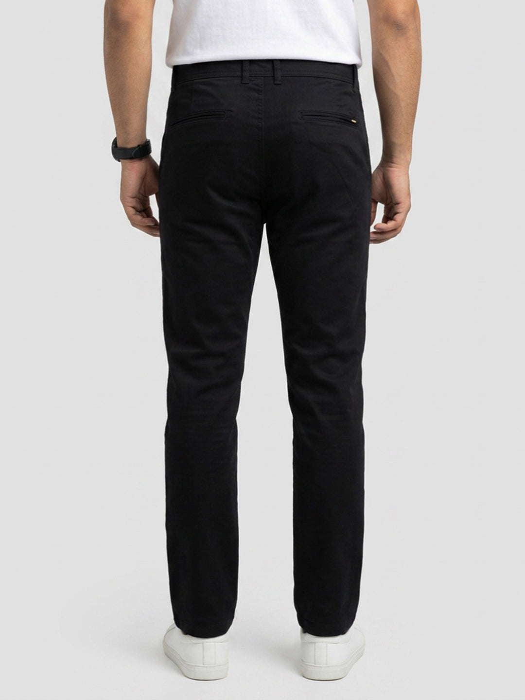 Men Trouser Regular Fit Jet Black Mid Rise