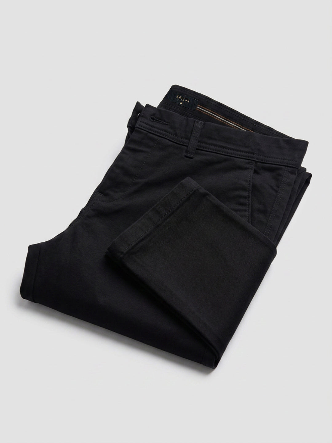 Men Trouser Regular Fit Jet Black Mid Rise