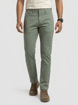 Men Trouser Regular Fit Green Mid Rise