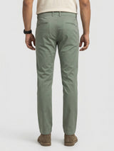 Men Trouser Regular Fit Green Mid Rise