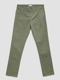 Men Trouser Regular Fit Green Mid Rise