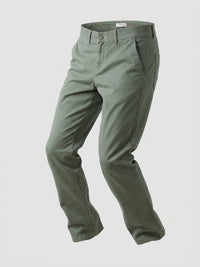 Men Trouser Regular Fit Green Mid Rise
