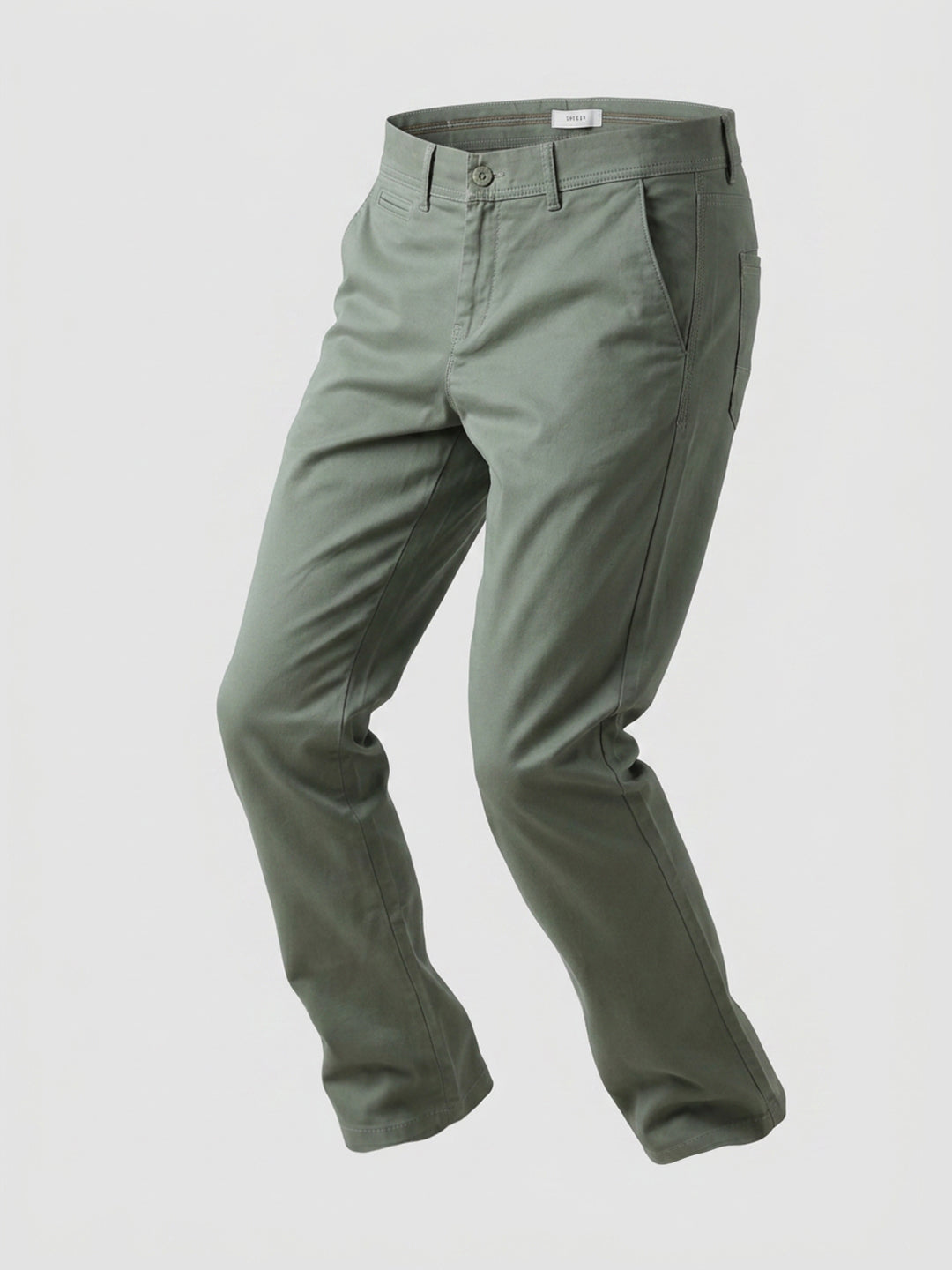Men Trouser Regular Fit Green Mid Rise