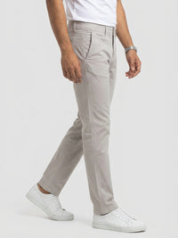 Men Trouser Regular Fit Beige Mid Rise