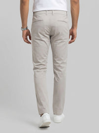 Men Trouser Regular Fit Beige Mid Rise