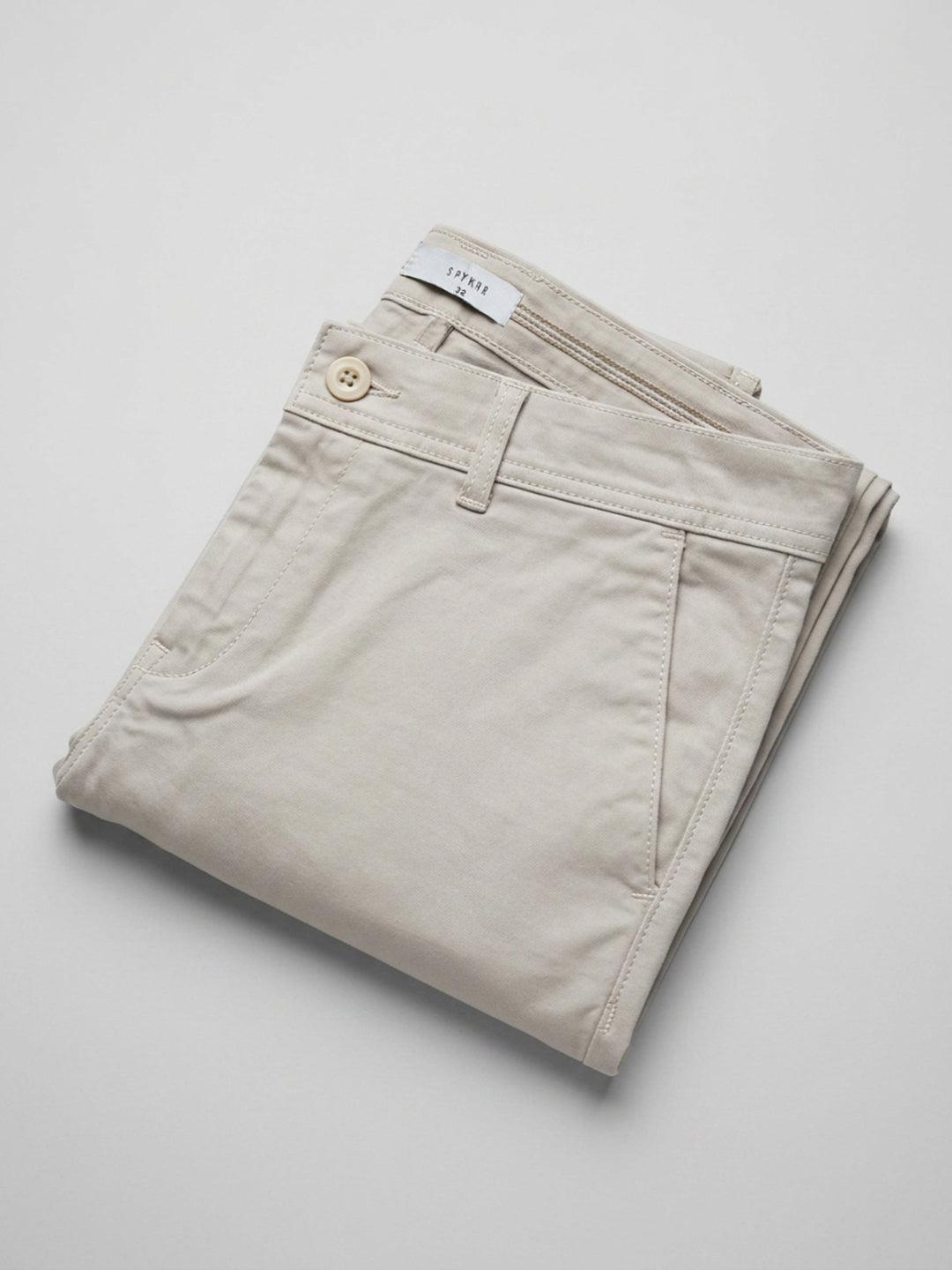 Men Trouser Regular Fit Beige Mid Rise