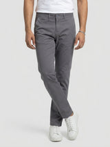 Men Trouser Regular Fit Grey Mid Rise