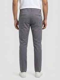 Men Trouser Regular Fit Grey Mid Rise