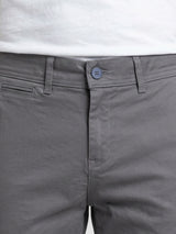 Men Trouser Regular Fit Grey Mid Rise
