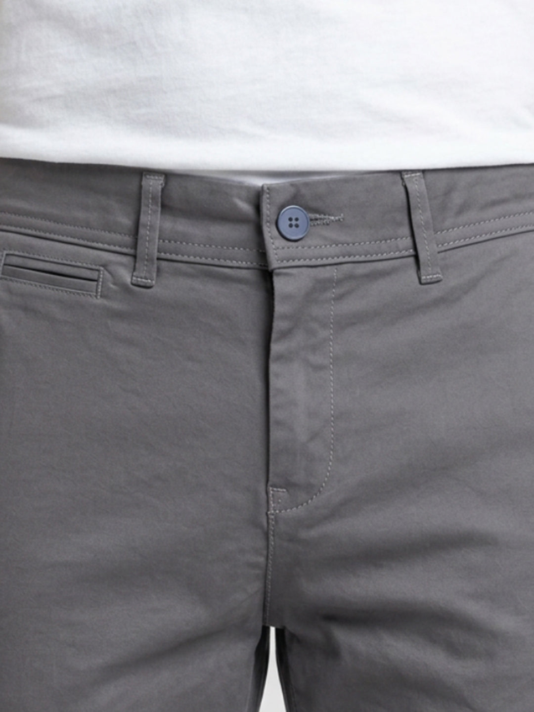 Men Trouser Regular Fit Grey Mid Rise