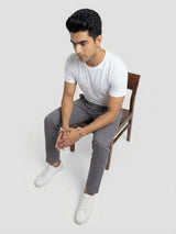 Men Trouser Regular Fit Grey Mid Rise