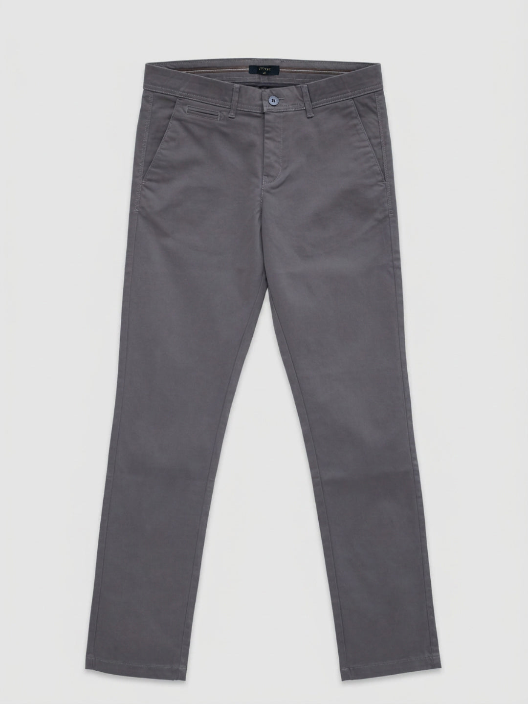 Men Trouser Regular Fit Grey Mid Rise