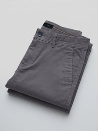 Men Trouser Regular Fit Grey Mid Rise