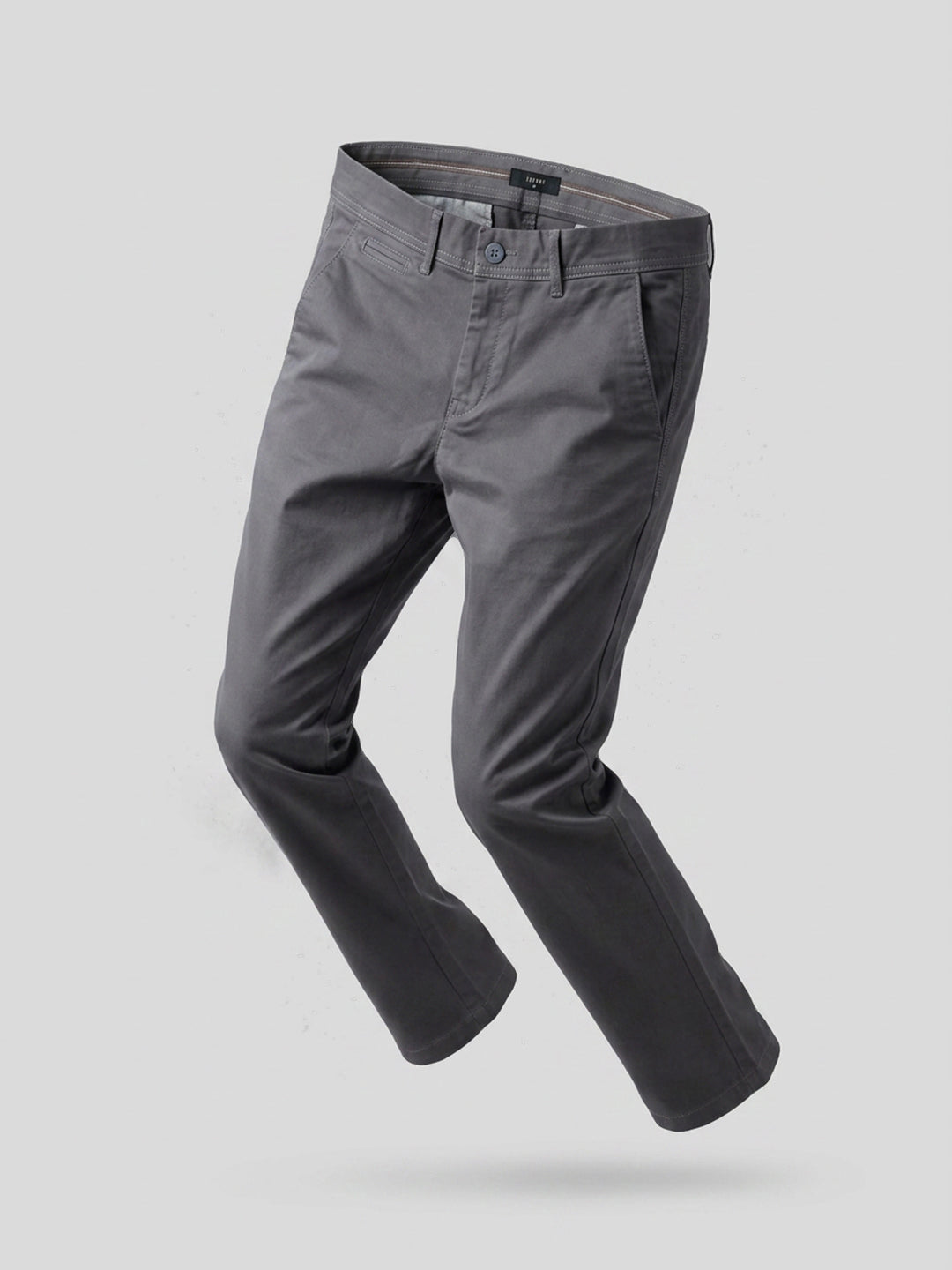 Men Trouser Regular Fit Grey Mid Rise