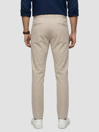 Men Trouser Regular Fit Beige Mid Rise