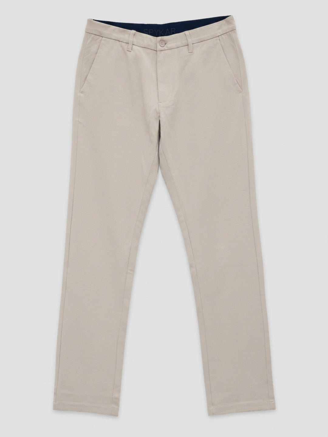 Men Trouser Regular Fit Beige Mid Rise