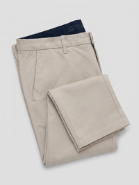 Men Trouser Regular Fit Beige Mid Rise