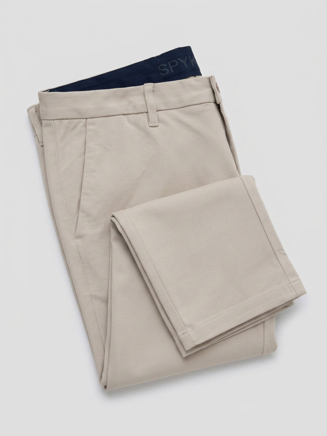 Men Trouser Regular Fit Beige Mid Rise