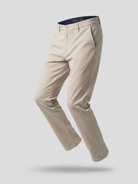 Men Trouser Regular Fit Beige Mid Rise