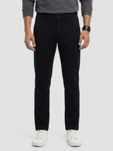 Men Trouser Regular Fit Jet Black Mid Rise