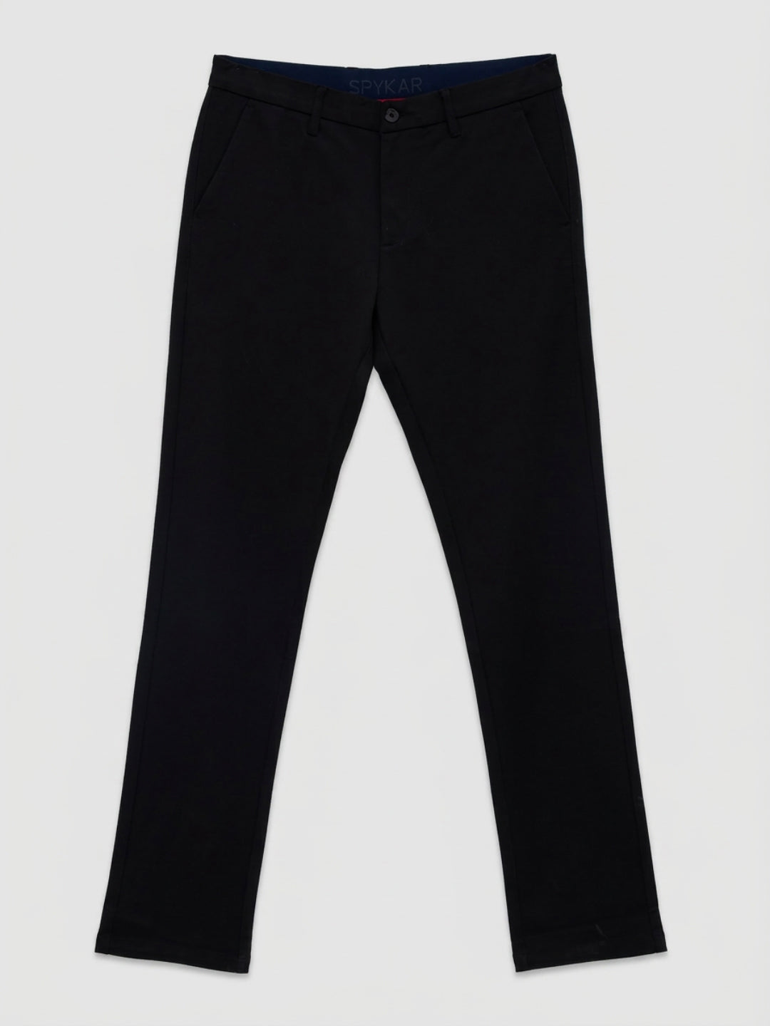Men Trouser Regular Fit Jet Black Mid Rise